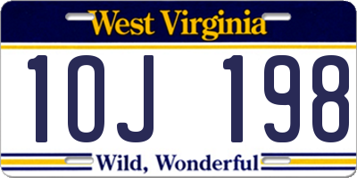 WV license plate 1OJ198