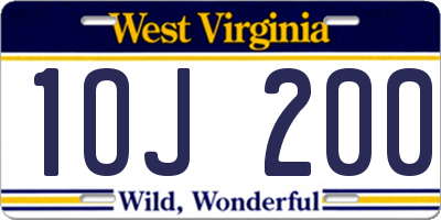 WV license plate 1OJ200