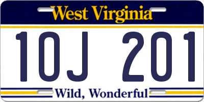 WV license plate 1OJ201