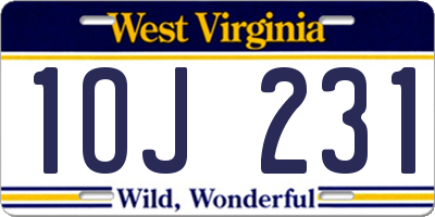 WV license plate 1OJ231