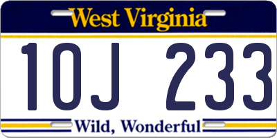 WV license plate 1OJ233