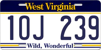 WV license plate 1OJ239
