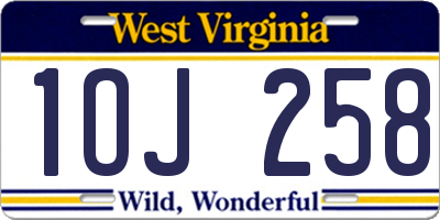 WV license plate 1OJ258