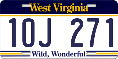 WV license plate 1OJ271