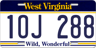 WV license plate 1OJ288