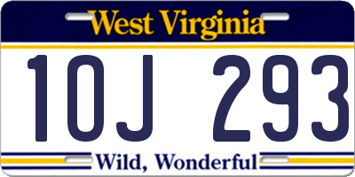 WV license plate 1OJ293