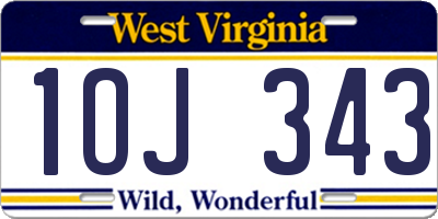 WV license plate 1OJ343