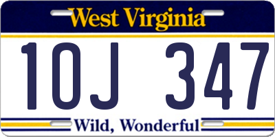 WV license plate 1OJ347
