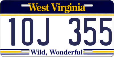 WV license plate 1OJ355