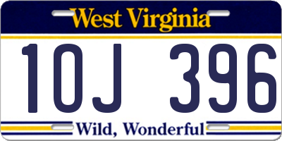 WV license plate 1OJ396