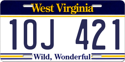 WV license plate 1OJ421
