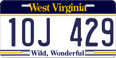 WV license plate 1OJ429