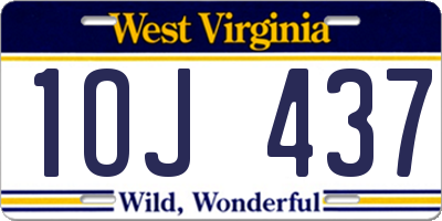 WV license plate 1OJ437
