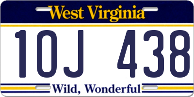 WV license plate 1OJ438