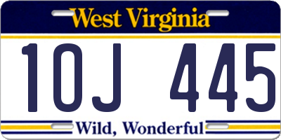 WV license plate 1OJ445