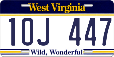 WV license plate 1OJ447