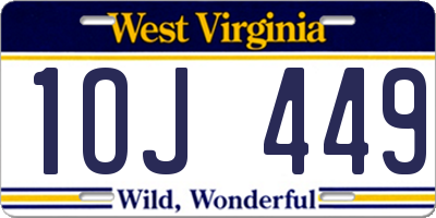 WV license plate 1OJ449