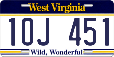 WV license plate 1OJ451