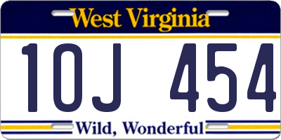WV license plate 1OJ454
