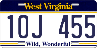 WV license plate 1OJ455