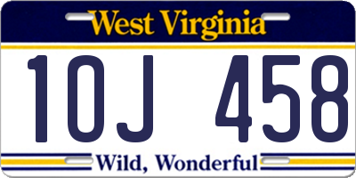 WV license plate 1OJ458