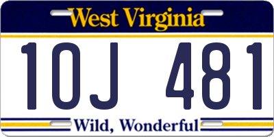 WV license plate 1OJ481