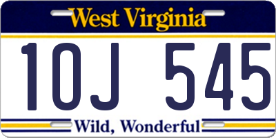 WV license plate 1OJ545