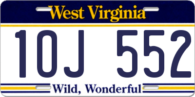 WV license plate 1OJ552