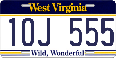 WV license plate 1OJ555