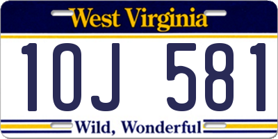 WV license plate 1OJ581