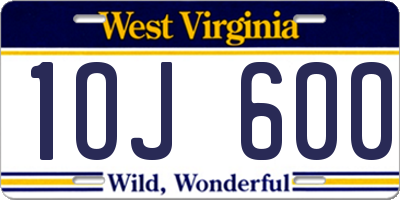 WV license plate 1OJ600