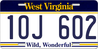 WV license plate 1OJ602