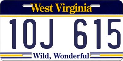 WV license plate 1OJ615