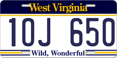 WV license plate 1OJ650