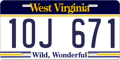 WV license plate 1OJ671
