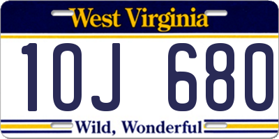 WV license plate 1OJ680