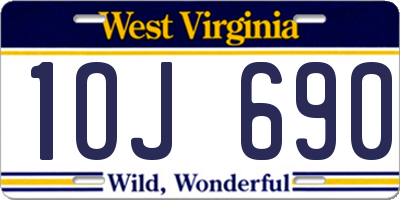 WV license plate 1OJ690