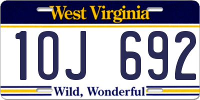 WV license plate 1OJ692