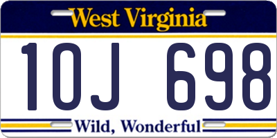 WV license plate 1OJ698