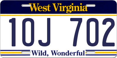 WV license plate 1OJ702