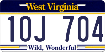 WV license plate 1OJ704