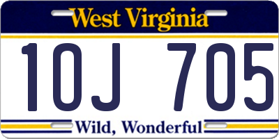 WV license plate 1OJ705