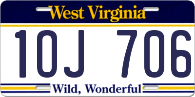 WV license plate 1OJ706
