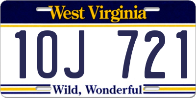 WV license plate 1OJ721