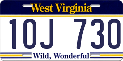 WV license plate 1OJ730