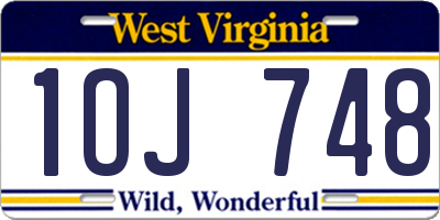 WV license plate 1OJ748