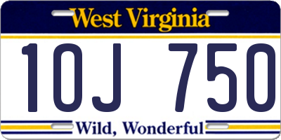 WV license plate 1OJ750