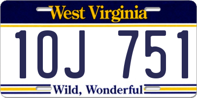 WV license plate 1OJ751