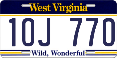 WV license plate 1OJ770