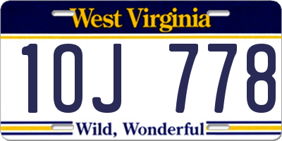 WV license plate 1OJ778